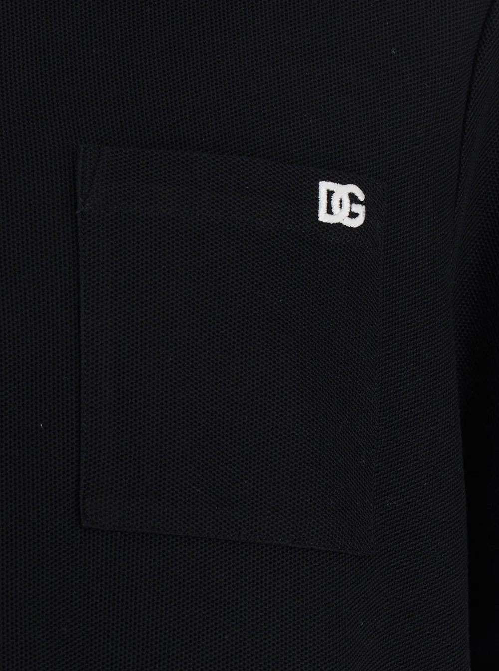 Camiseta Polo Preta Dolce & Gabbana com Gola Clássica em Contraste e Bordado de Logotipo na Frente em Camisetas de Homem em Algodão Piquet