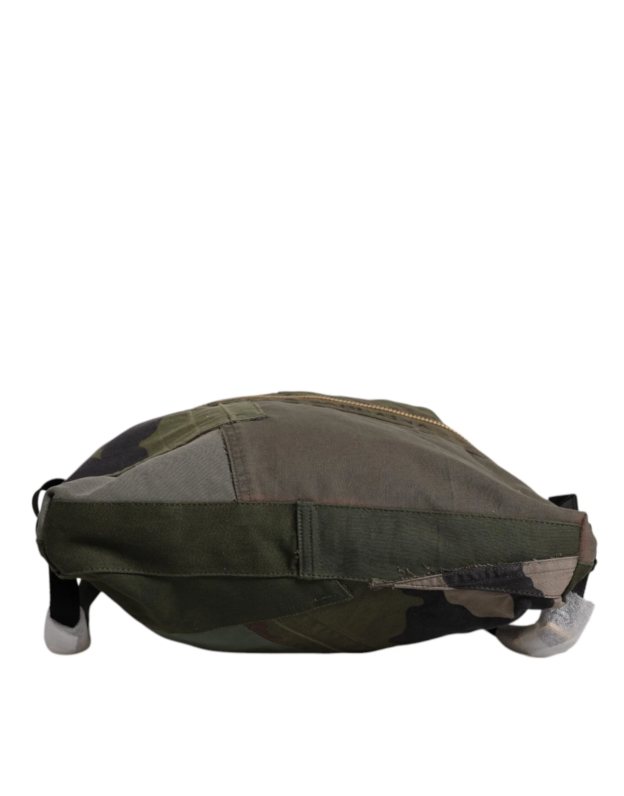 Dolce & Gabbana Mochila de Lona com Patchwork Verde Militar Algodão Nylon Couro de Novilho