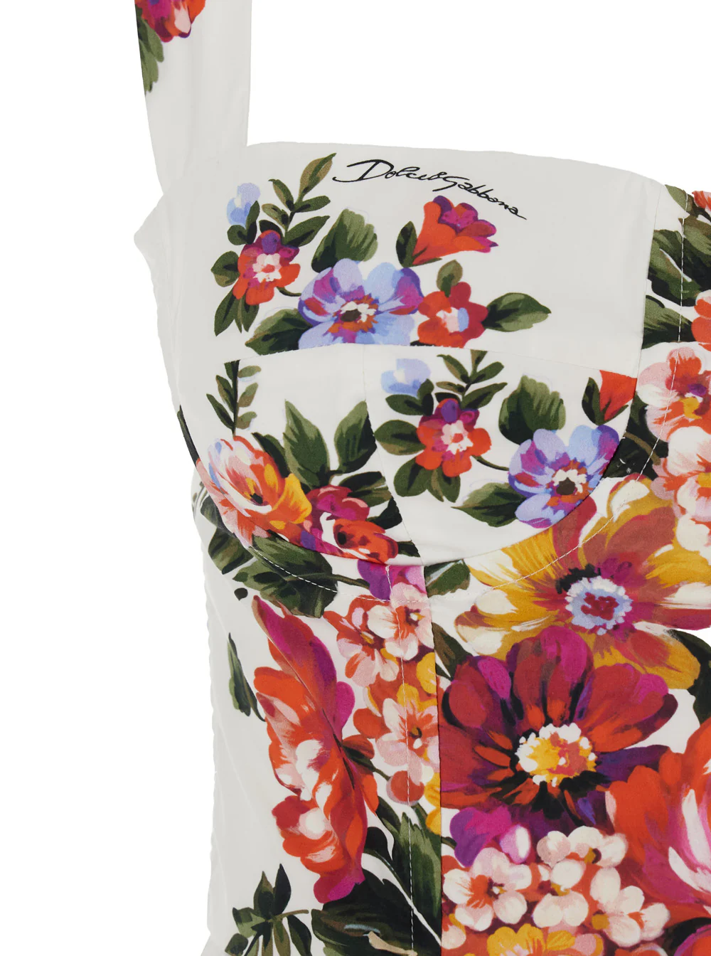 Vestido Branco Dolce & Gabbana com Estampa Floral em Todo o Tecido de Algodão para Mulheres