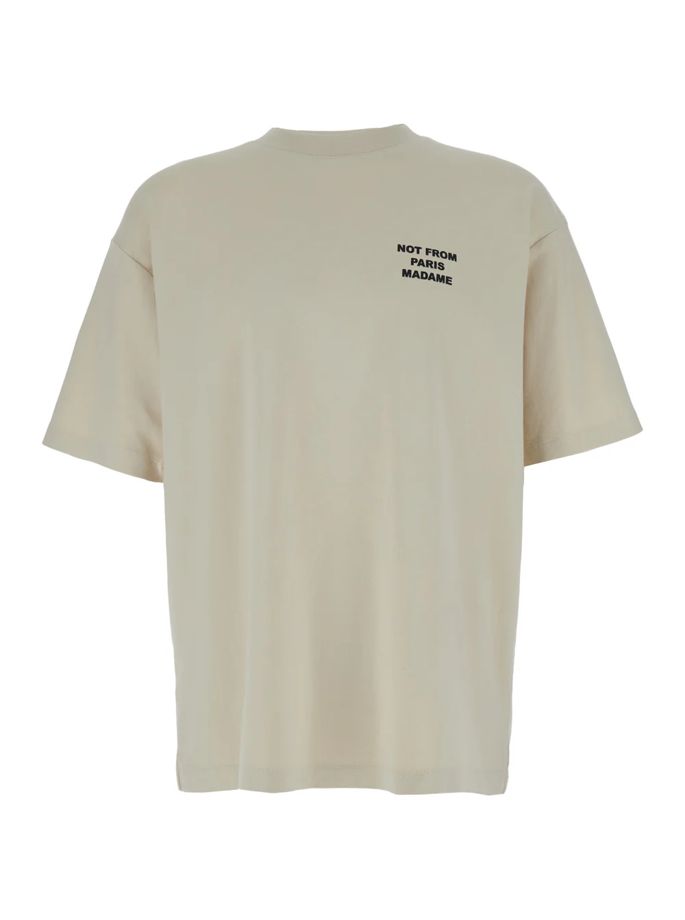 Camiseta DrôLe De Monsieur O Slogan Gola Redonda Com Estampa Na Frente E Nas Costas Bege Algodão Para Homens Camisetas Camisetas Polo