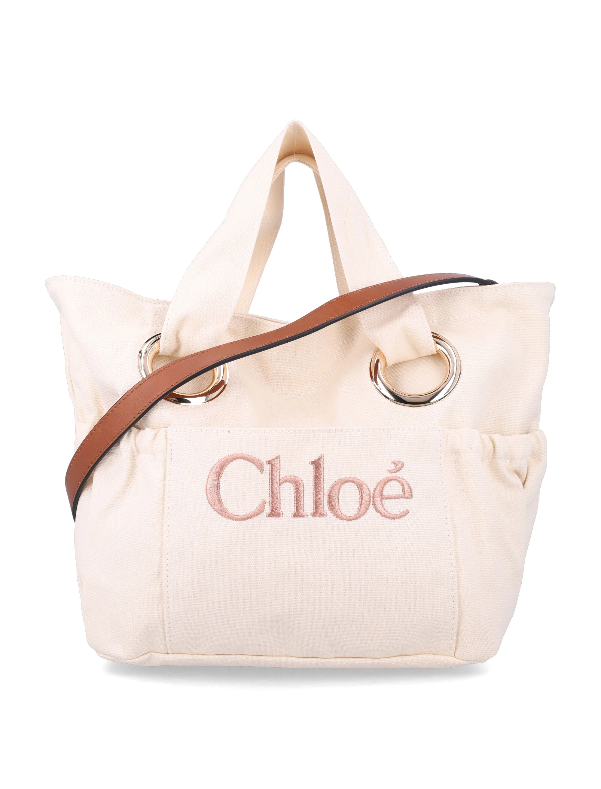 Bolsa de pano de algodão orgânico Chloé kids com acabamento marfim
