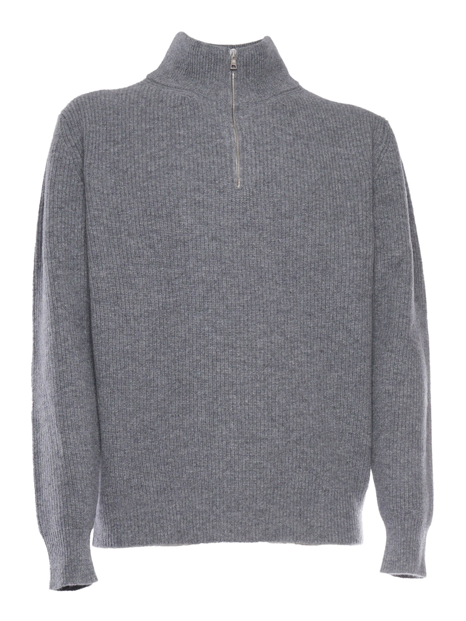 Suéter Half Zip Ballantyne Cinza Malha de Lã com Gola Alta