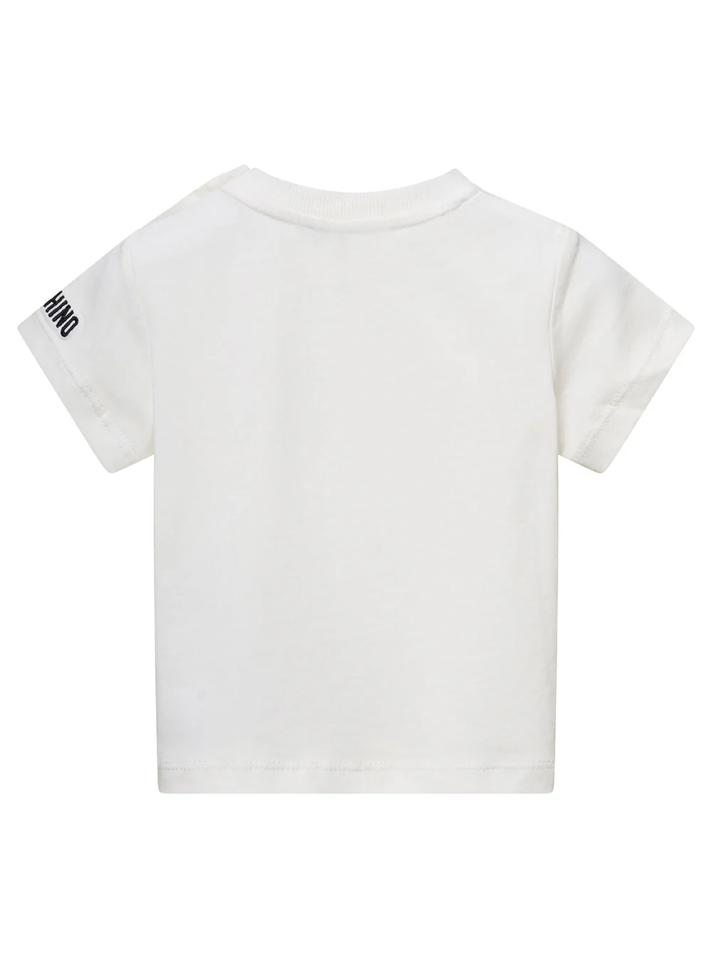 Camiseta Branca Moschino Kids com Bordado de Urso Panda no Bolso do Peito Camisetas de Bebê e Camisetas Polo de Algodão