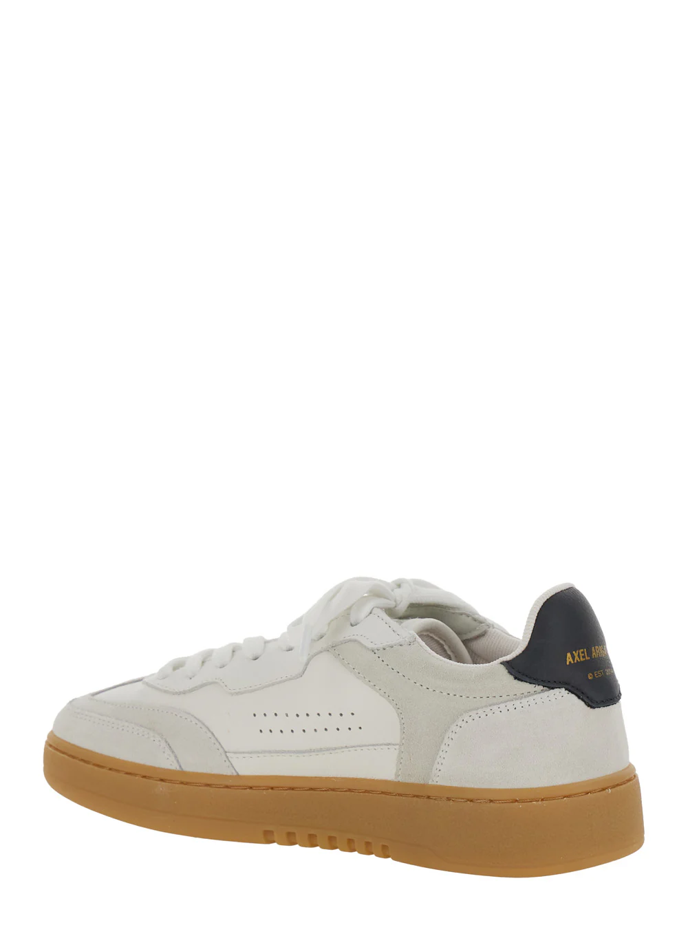 Sapatilha Axel Arigato Dice T-Toe Low Top com Patch de Logotipo na Lingueta e Letras nas Costas em Couro Branco para Mulheres Sapatilha Axel Arigato Dice T-Toe Low Top com Patch de Logotipo na Lingueta e Letras nas Costas em Couro Branco para Mulheres