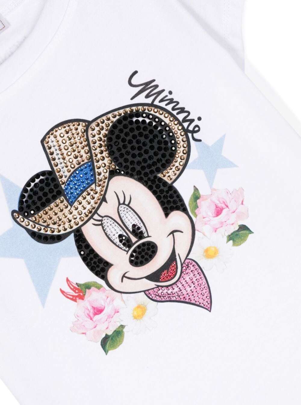 Camiseta Branca Infantil Monnalisa com Estampa Minnie e Strass Camisetas de Menina Camisetas Polo