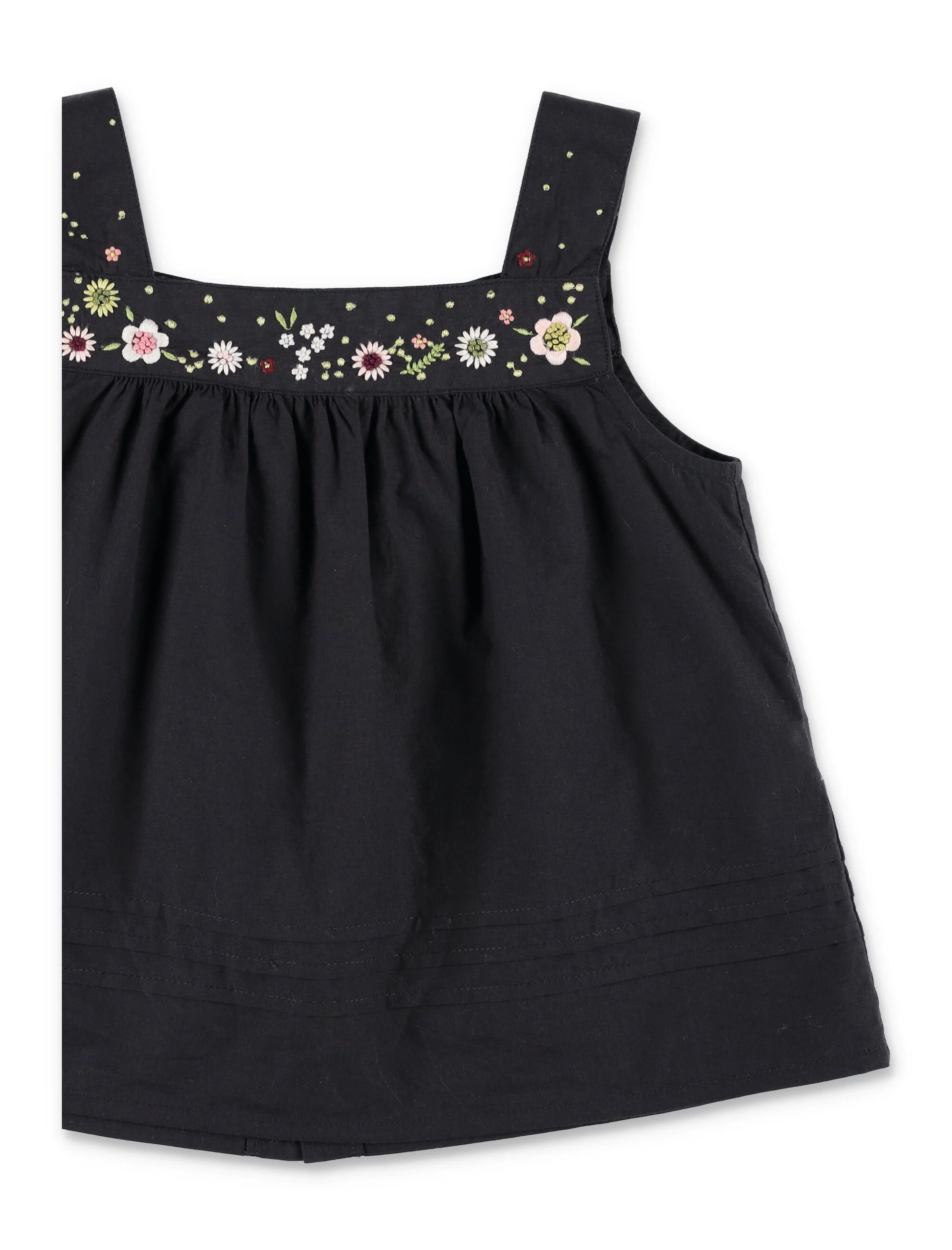 Blusa Bonpoint Elija com Bordado à Mão, Riscas, Preto, Top de Algodão Orgânico
