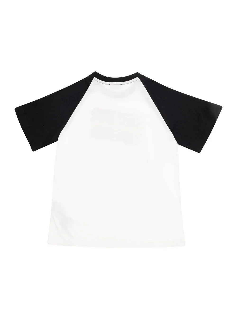 Camiseta Moschino Kids Branca e Preta com Mangas Contrastantes e Estampa de Logotipo em Algodão para Meninos Camisetas Polo