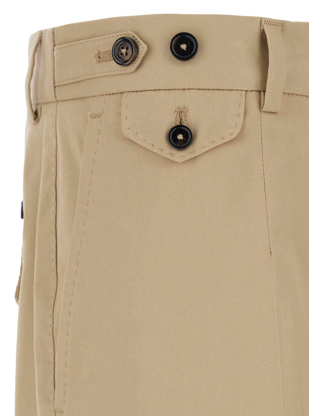 Calças Bege Dolce & Gabbana com Patch de Logotipo nas Costas em Algodão para Homens Calças