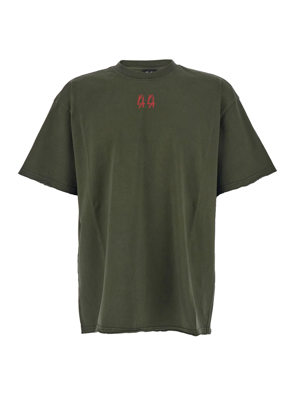 Camiseta de Algodão com Gola Redonda e Estampa de Logotipo na Frente e Nas Costas, Grupo de Etiquetas 44, Manga Curta, para Homem