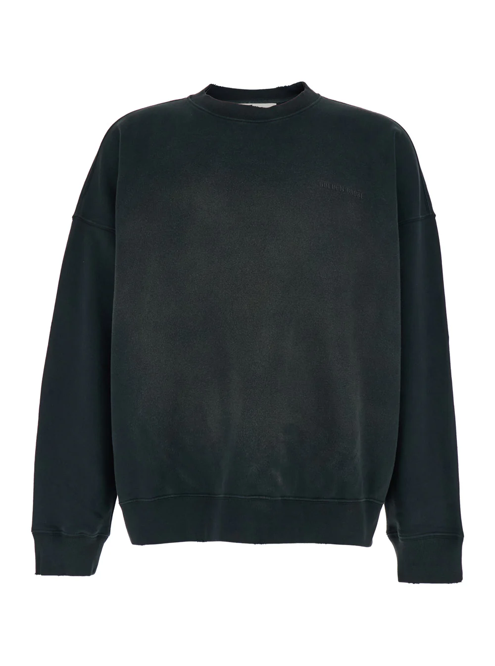 Sweatshirt Crewneck Golden Goose com Letras de Logotipo na Frente e Efeito Desbotado em Cinza para Homens, Sweatshirts de Algodão Cinza