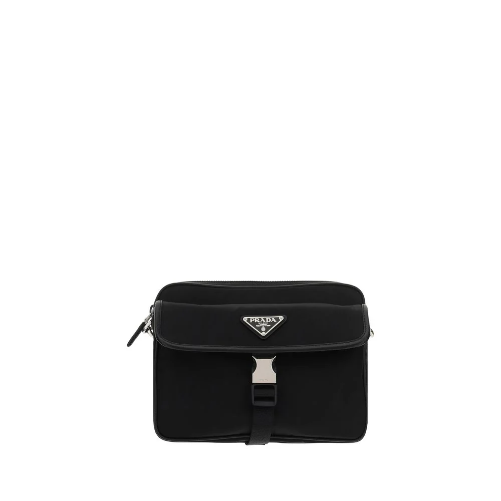 Bolsa de Ombro de Poliamida Preta Prada Bolsa de Ombro de Poliamida Preta Prada