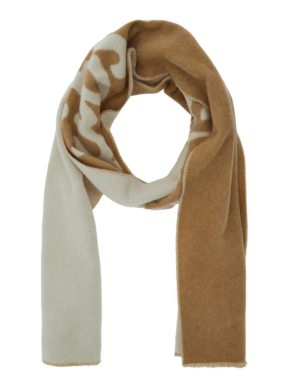 Maison Kitsuné Cachecol Bege Bicolor com Letras de Logotipo em Mistura de Lã para Homens Cachecóis e Foulards