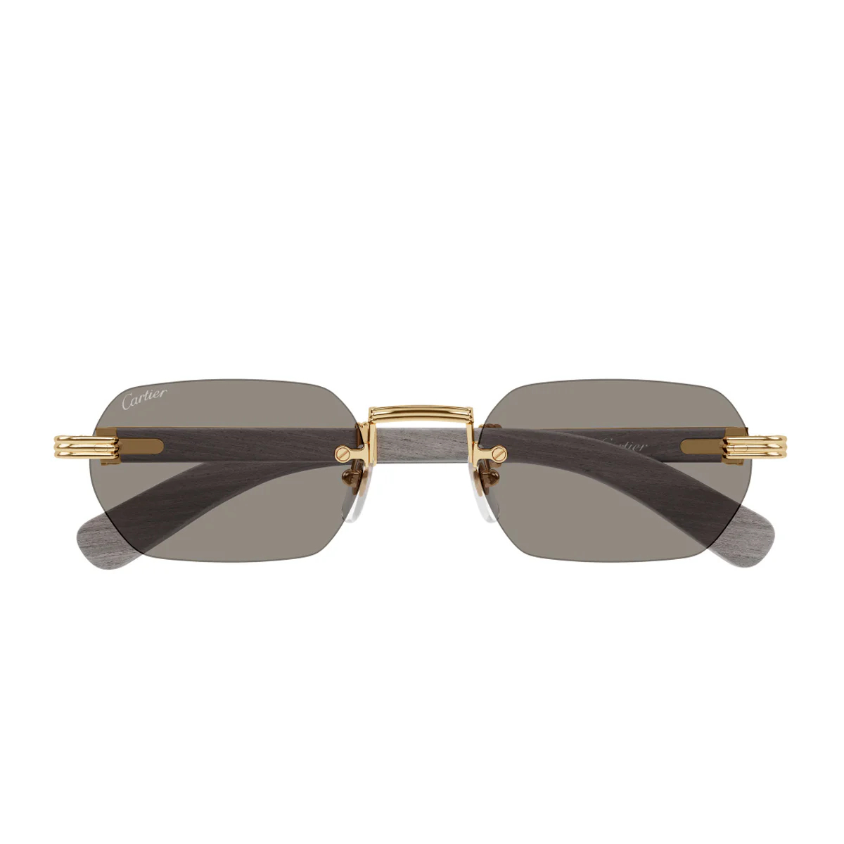 Óculos de Sol Cartier CT0362S Première de 005 Dourado Cinza Madeira/Metal