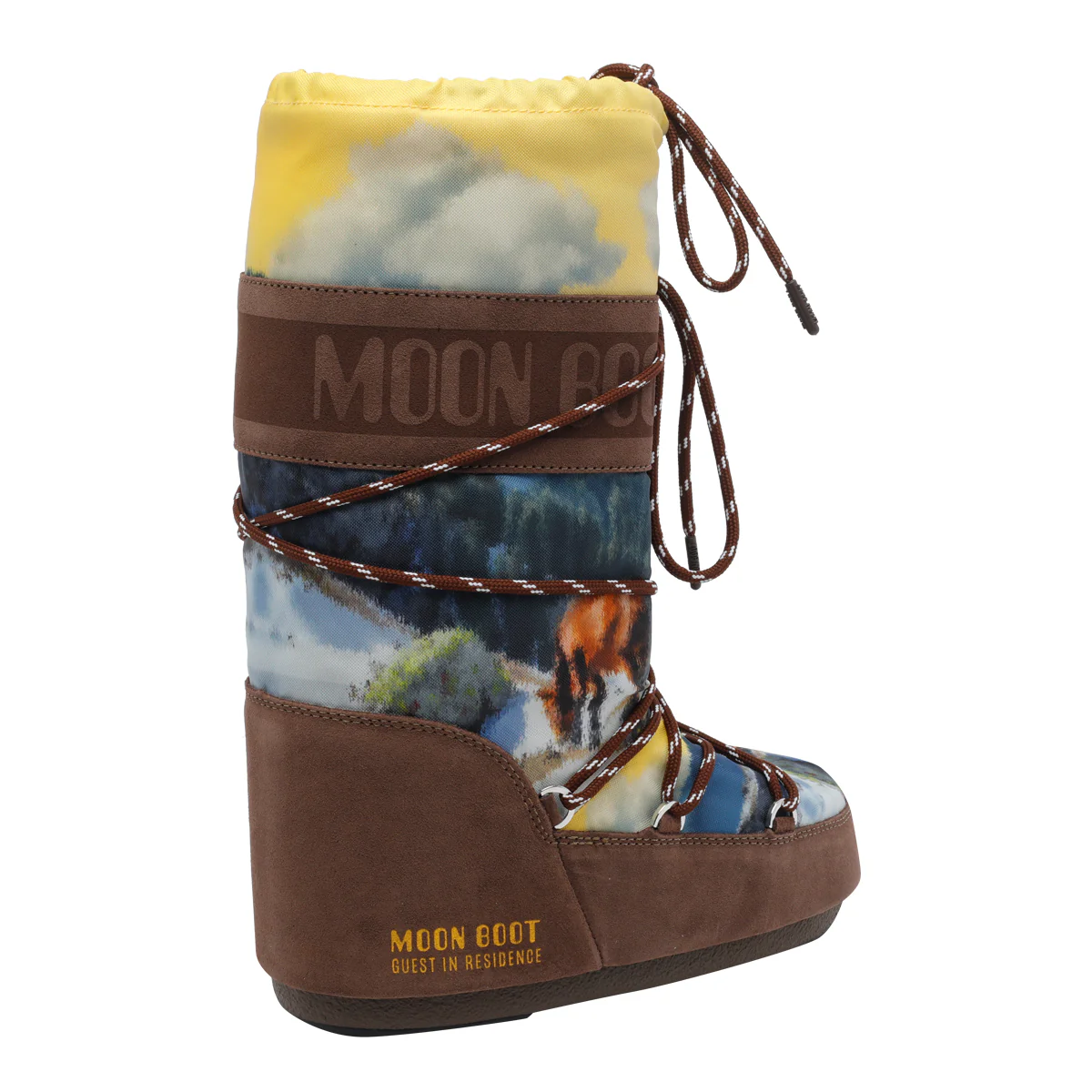 Botas MOON BOOT X GUEST IN RESIDENCE Marrom Tecido Couro de Corte/Sola de Borracha