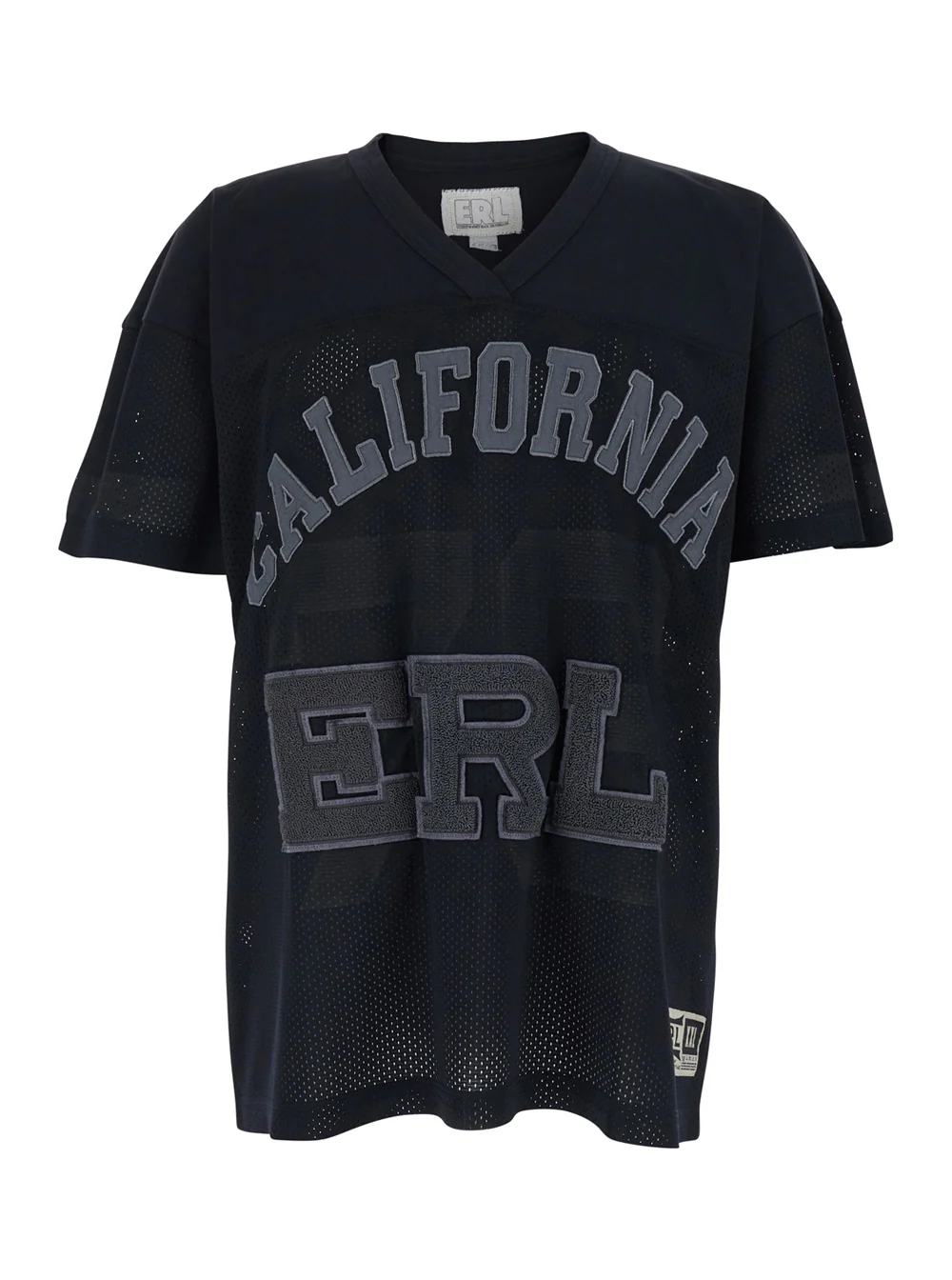 Camiseta Preta Erl com Gola em V e Estampa Maxi na Frente em Camisetas de Homem Camisetas Polo Camiseta Preta Erl com Gola em V e Estampa Maxi na Frente em Camisetas de Homem Camisetas Polo