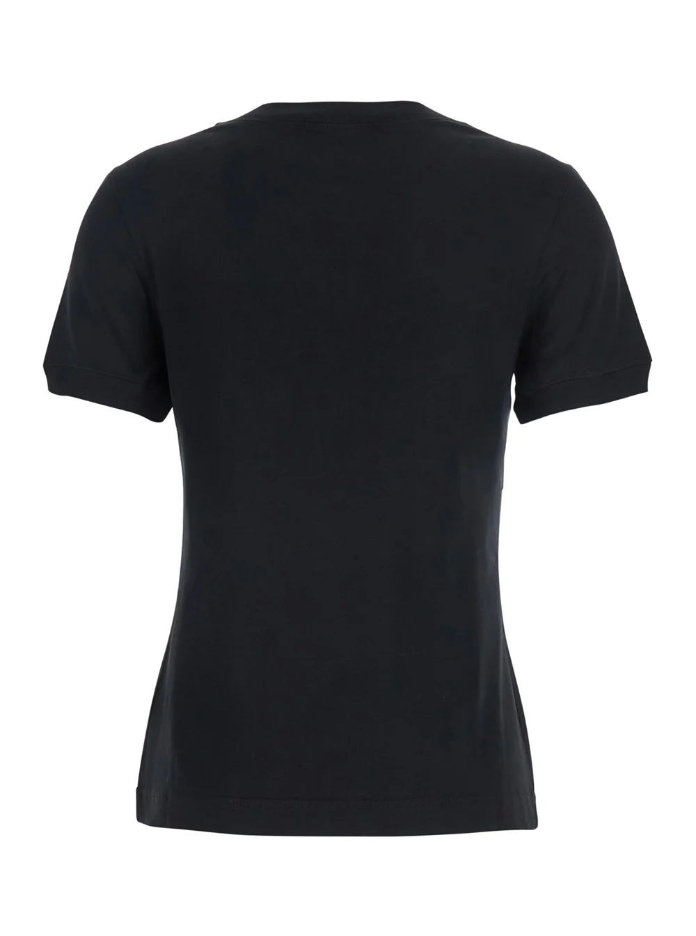 Camiseta Preta com Gola Redonda e Letras de Logotipo Maxi na Frente em Algodão para Mulher - Camisetas e Camisetas Polo
