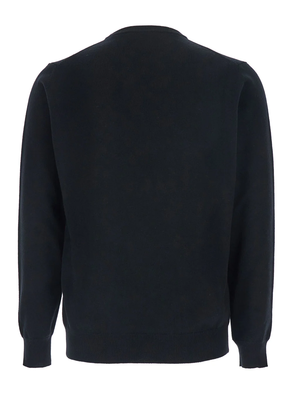 Suéter Preto Kangra com Gola Redonda e Acabamentos em Malha de Cashmere Suéter Preto Kangra com Gola Redonda e Acabamentos em Malha de Cashmere