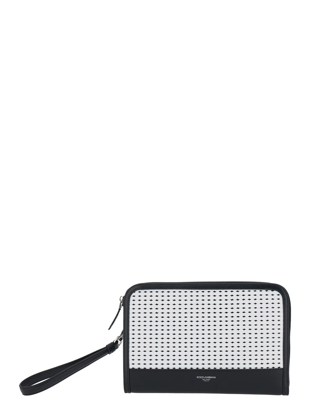 Clutch Preto Dolce & Gabbana com Pulseira Removível e Intreccio na Frente em Couro para Homens, Clutches de Cervo, Pochettes
