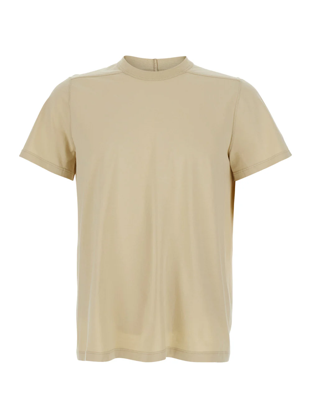 Camiseta Rick Owens com Gola Redonda e Costura em Tom-Com-Tom em Algodão Bege para Homens Camisetas e Camisetas Polo