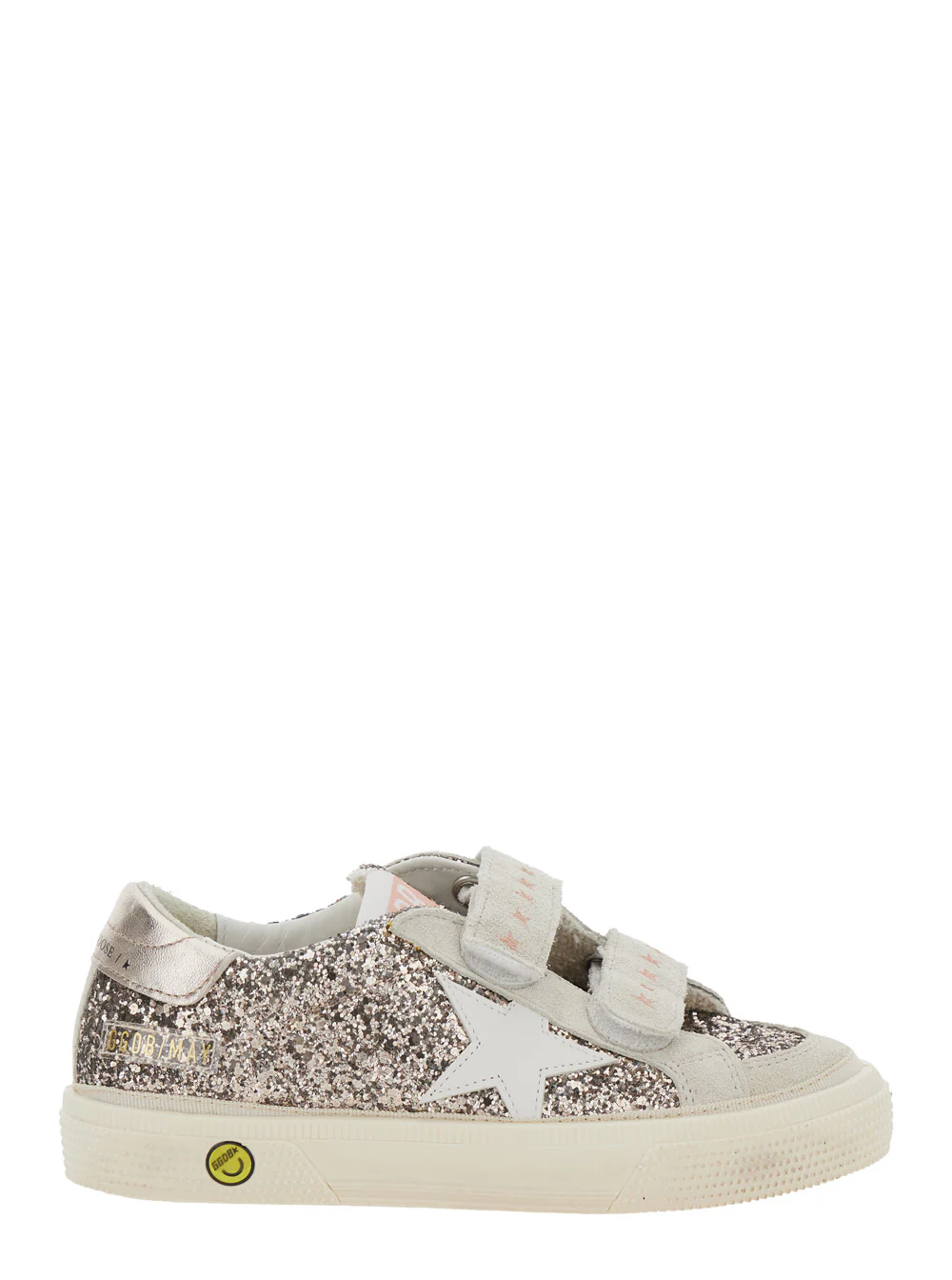 Sapatilhas Baixas de Escolar Infantil Golden Goose Cinza com Brilho e Patch de Estrela no Lado Mistura de Couro Menina