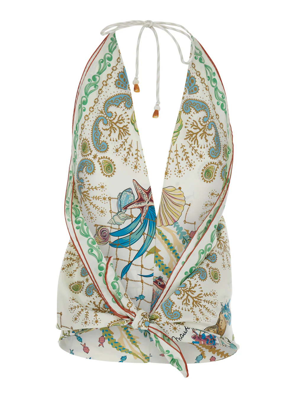 Vestido Multicolor com Decote em V e Manga Comprida de Seda para Mulheres Mantero 1902 ERITA TOP