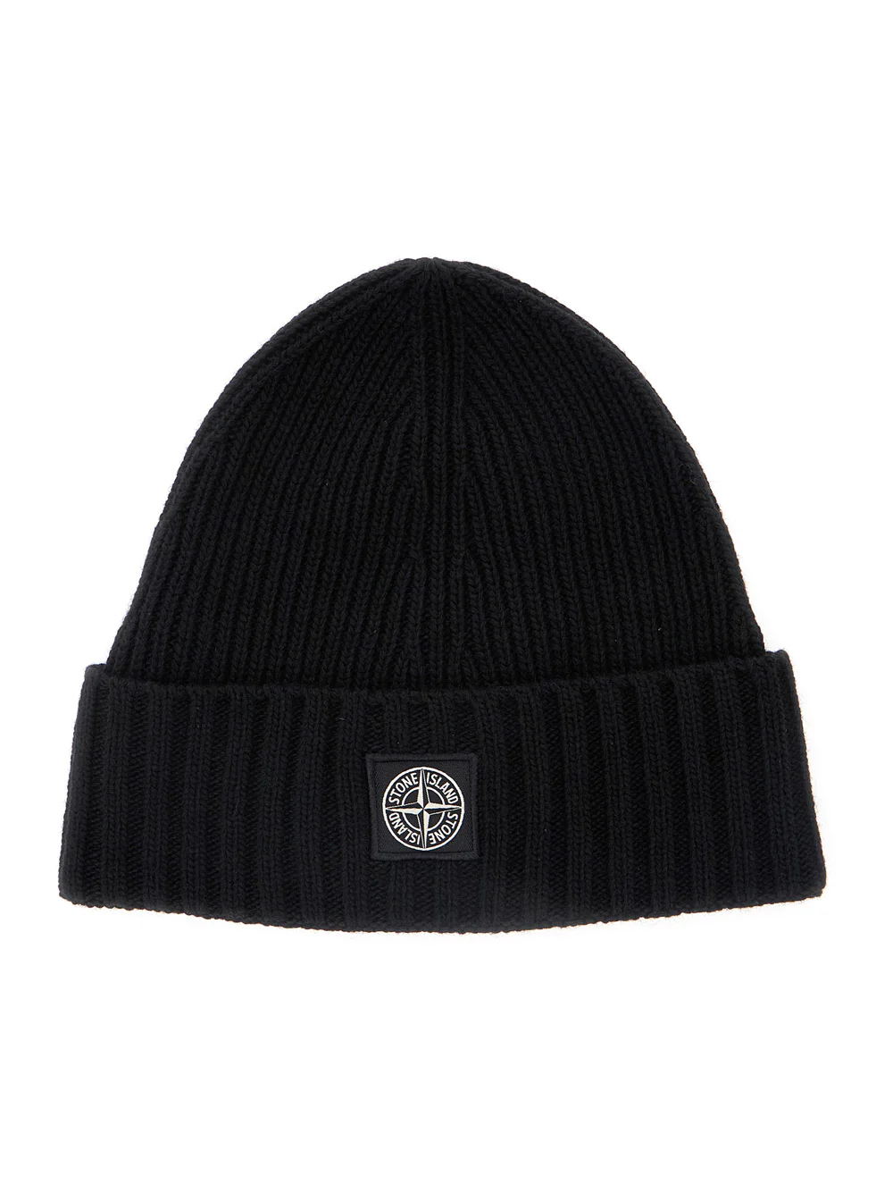 Boné Infantil Stone Island Preto com Patch de Logotipo na Frente em Mistura de Lã para Meninos Chapéus e Luvas Boné Infantil Stone Island Preto com Patch de Logotipo na Frente em Mistura de Lã para Meninos Chapéus e Luvas