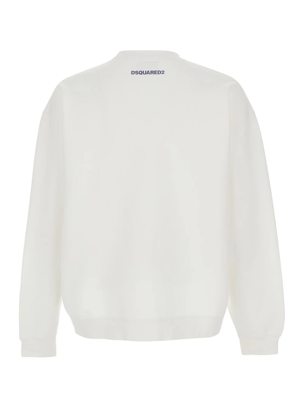 Camiseta de Algodão Branca com Gola Redonda Dsquared2 com Estampa Frontal para Homens Sweatshirts