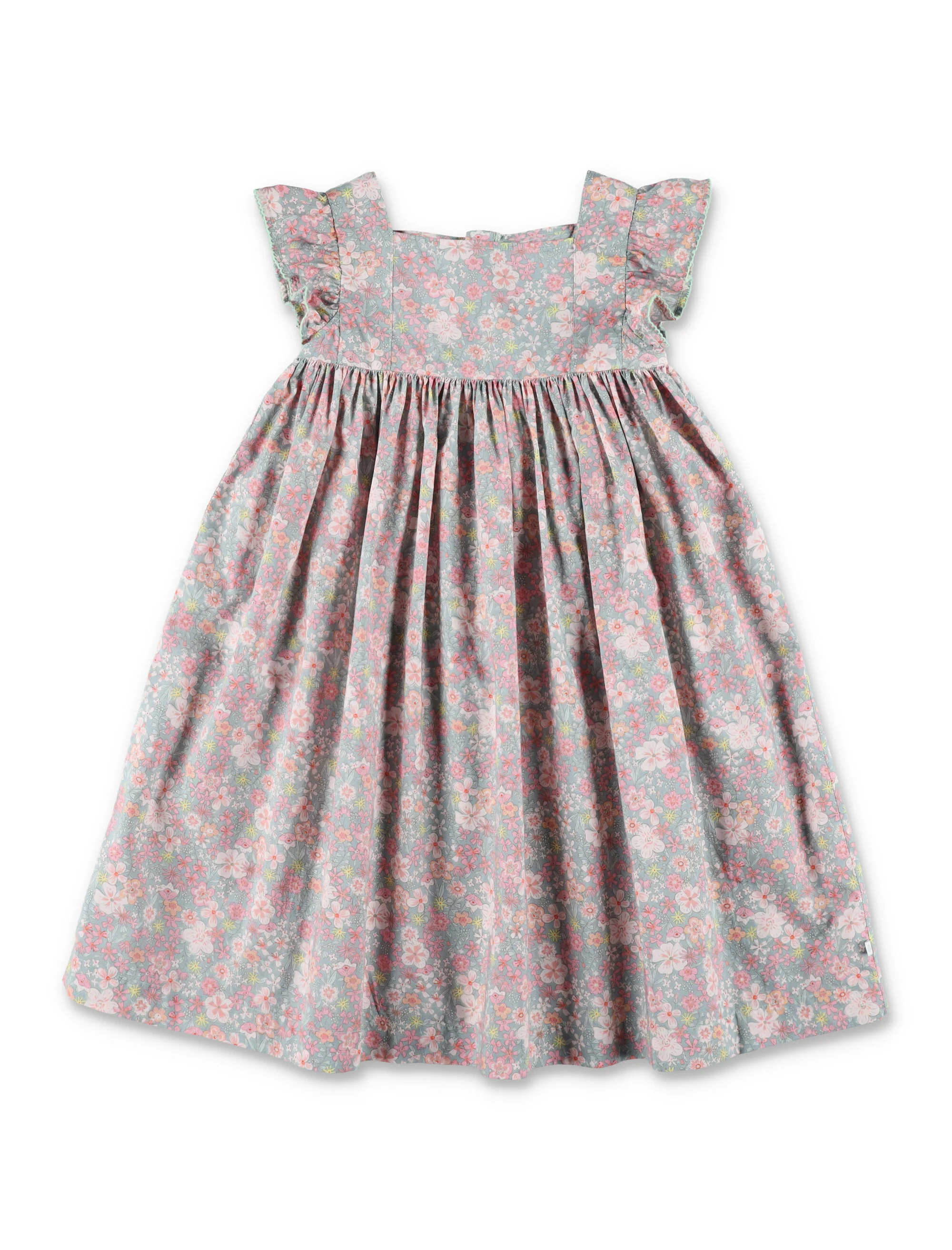 Vestido de Algodão Floral para Meninas Petit Bateau Azul/multicolor