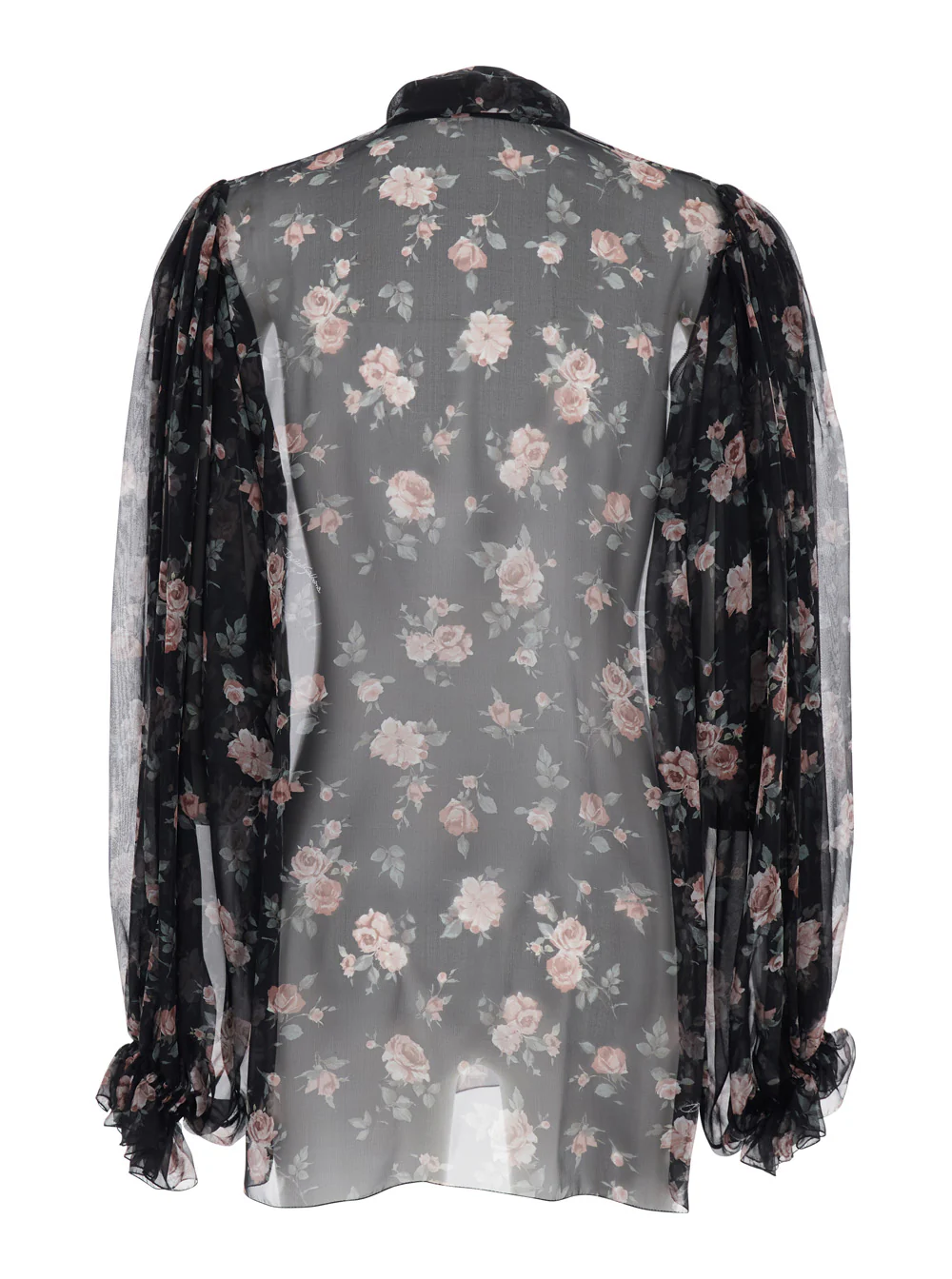 Blusa Floral Preto Dolce & Gabbana com Nó na Frente em Chifon para Mulheres Camisas e Blusas