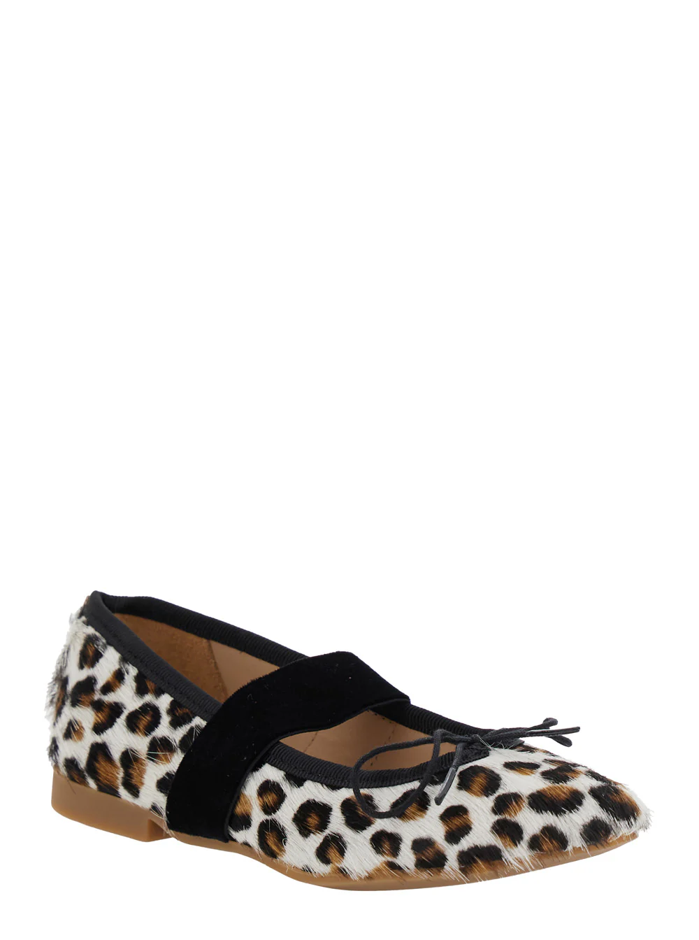 Sapatos de Balé Multicolor Pom D'Api Kids com Fecho Ajustável por Fivela e Estampa de Leopardo em Todo o Modelo em Sapatos de Balé de Borracha para Meninas