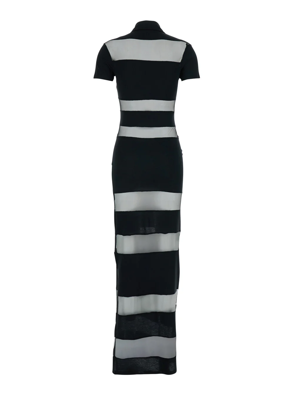 Vestido Longo Coperni Preto com Bordado de Logotipo na Frente e Listras em Todo o Vestido em Mistura de Algodão para Mulheres Poliamida Elastano