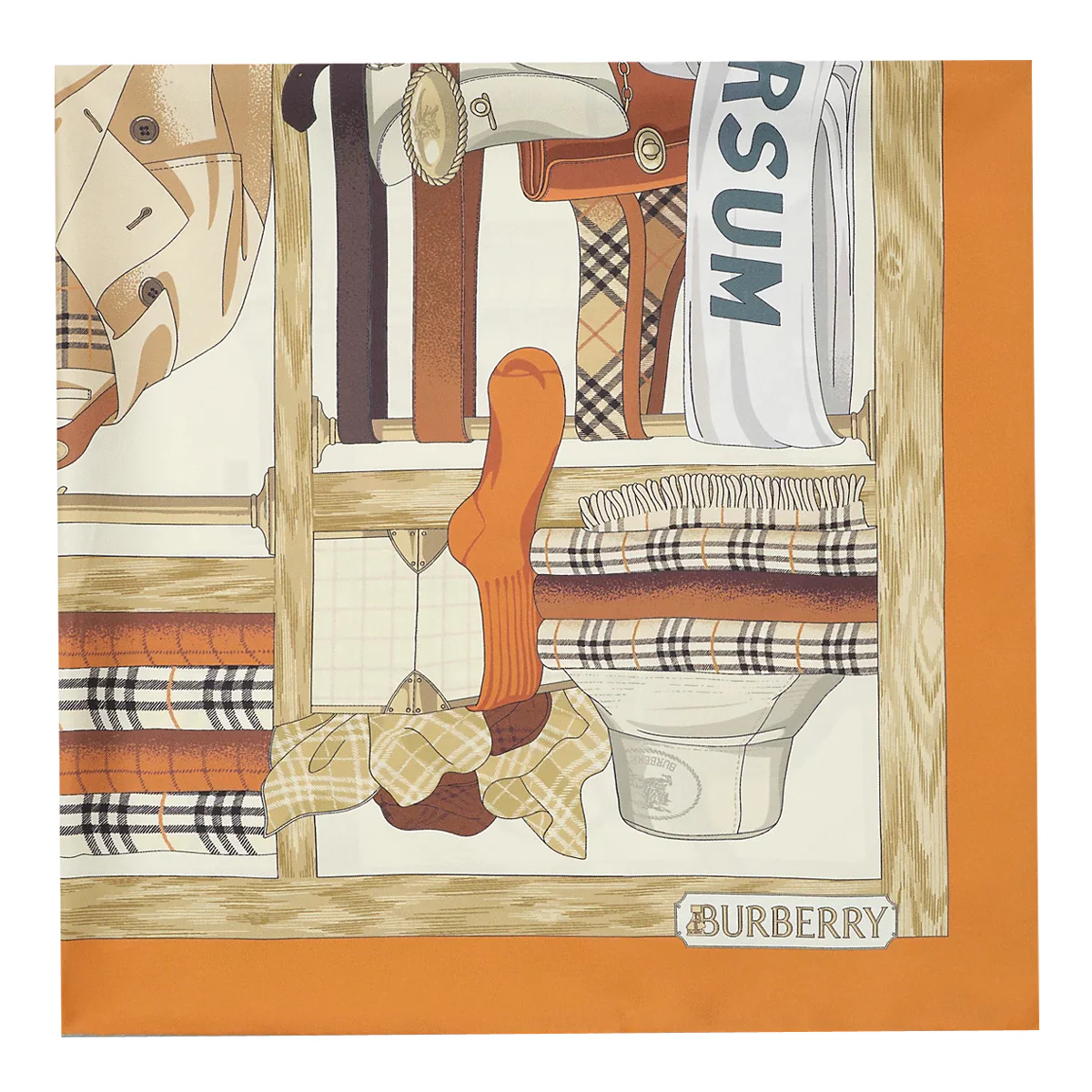 Pashminas Burberry de Seda Laranja Pashminas Burberry de Seda Laranja