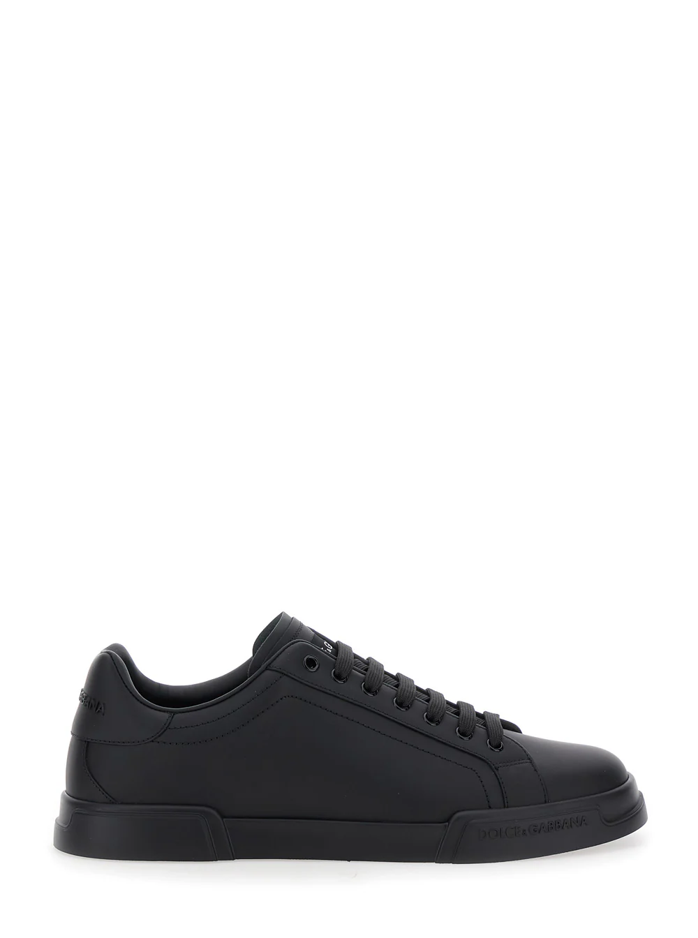 Sapatilha Dolce & Gabbana Portofino Light com Logotipo em Patch na Lingueta e Letreiro Tonal no Salto, Couro Preto para Homens, Algodão, Cordeiro, Ovelha Sapatilha Dolce & Gabbana Portofino Light com Logotipo em Patch na Lingueta e Letreiro Tonal no Salto, Couro Preto para Homens, Algodão, Cordeiro, Ovelha
