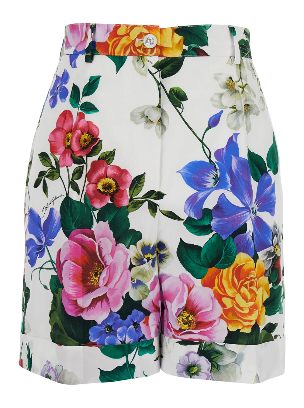 Bermudas Multicolor Dolce & Gabbana com Estampa Floral em Todo o Tecido em Algodão para Mulher