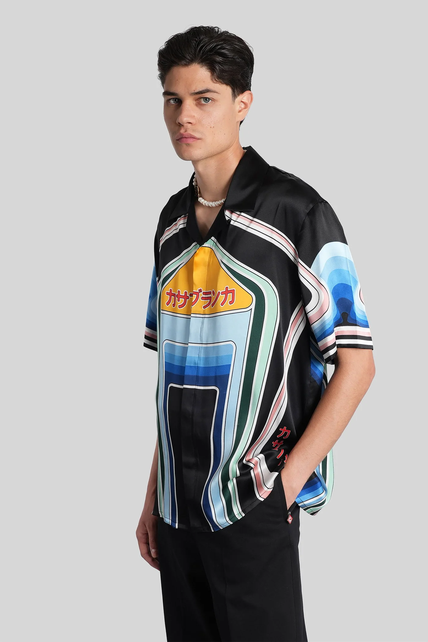 Camisa Casablanca em seda multicolor, Roupas