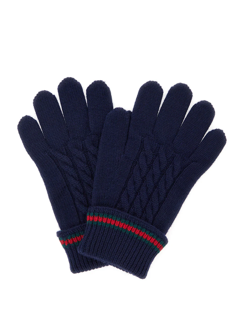 Luvas Azuis para Crianças Gucci com Tricot e Detalhe Web em Chapéu de Menino Azul