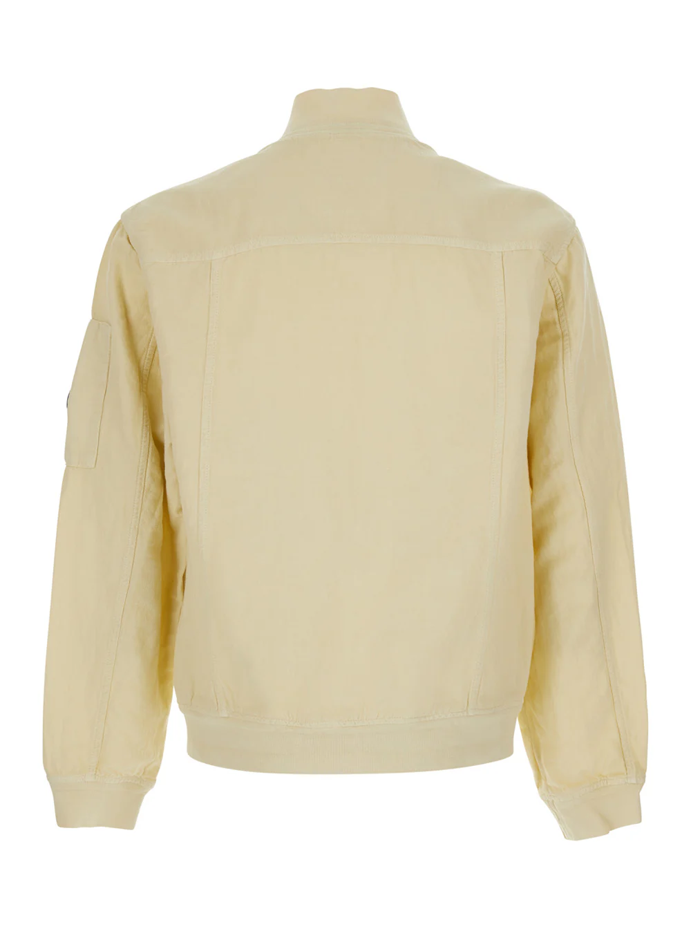 Jaqueta Bege C.P. Company com Gola Alta e Placa com Logotipo na Manga em Linho e Algodão para Homem Roupas de Exterior Jaqueta Bege C.P. Company com Gola Alta e Placa com Logotipo na Manga em Linho e Algodão para Homem Roupas de Exterior