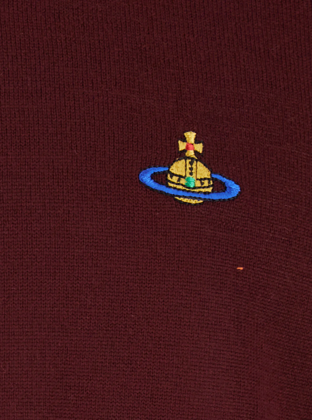 Suéter Vivienne Westwood com Gola Redonda Bordeaux e Logotipo Orb na Frente em Malha de Lã com Blended de Lã Virgem