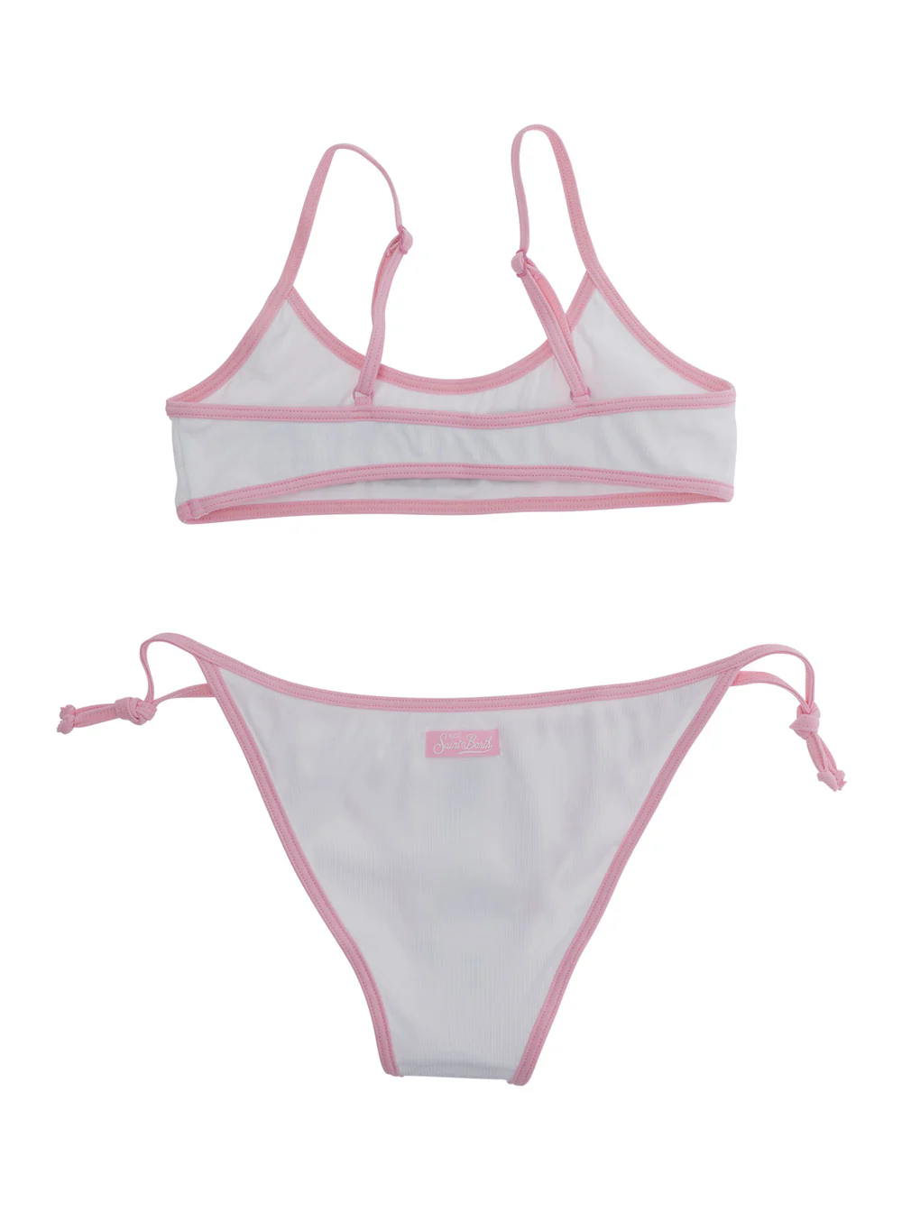 Biquíni Infantil Mc2 Saint Barth Jaiden String - Rib 01 Leopardo Terrypatch com Detalhes em Tecido Cor Branca Praia