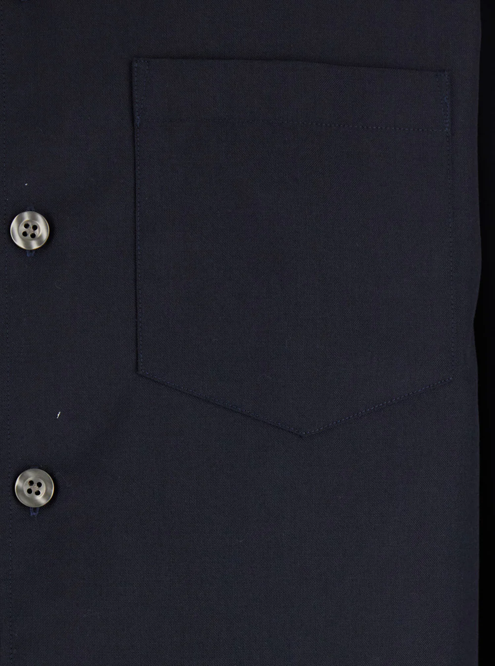 Camisa Azul Lisa com Gola Clássica em Mistura de Lã Virgem e Poliéster e Blusas