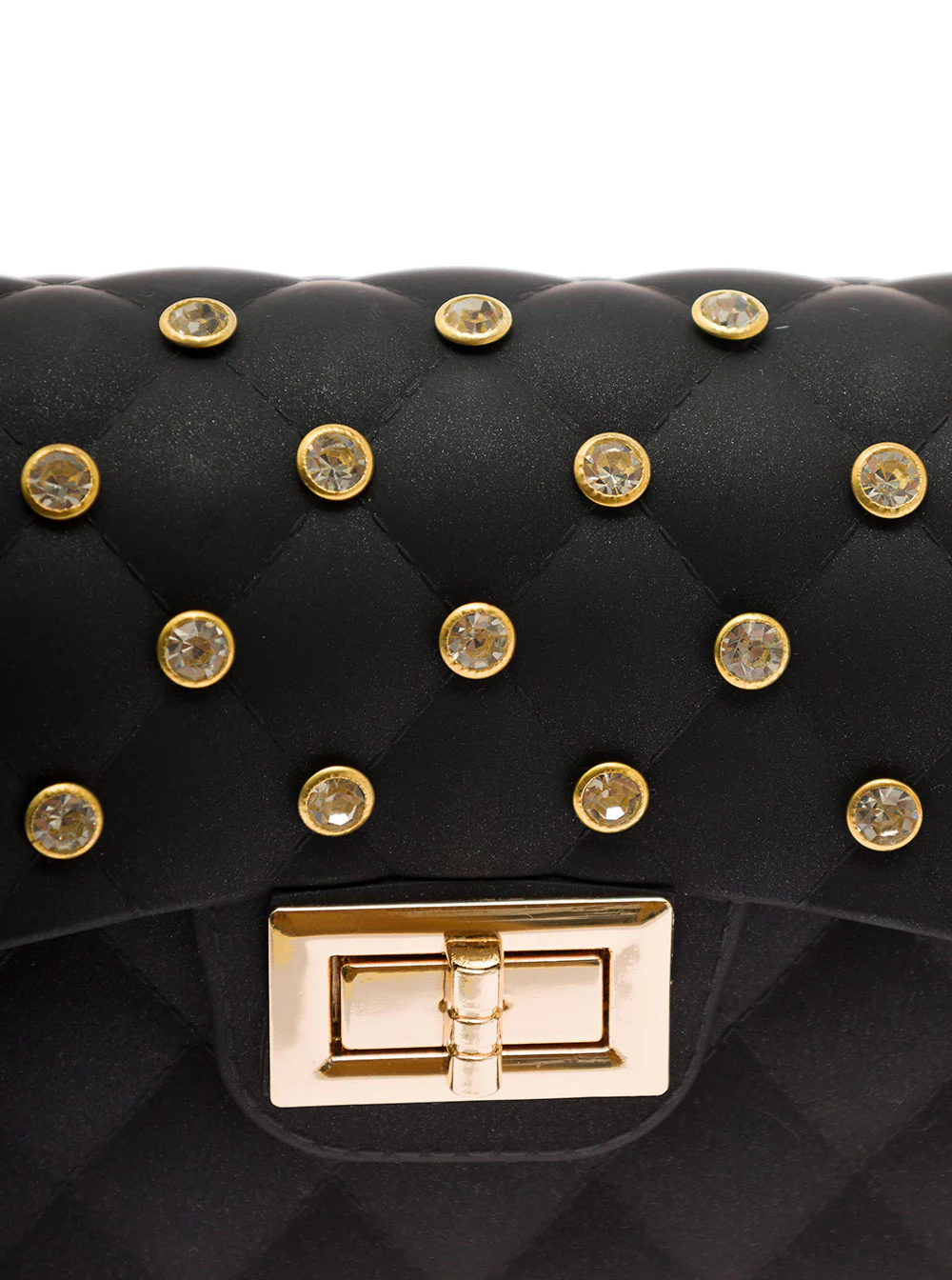 Bolsas Infantil Monnalisa com Strass PVC Preto Aplicações: Metalo Crossbody