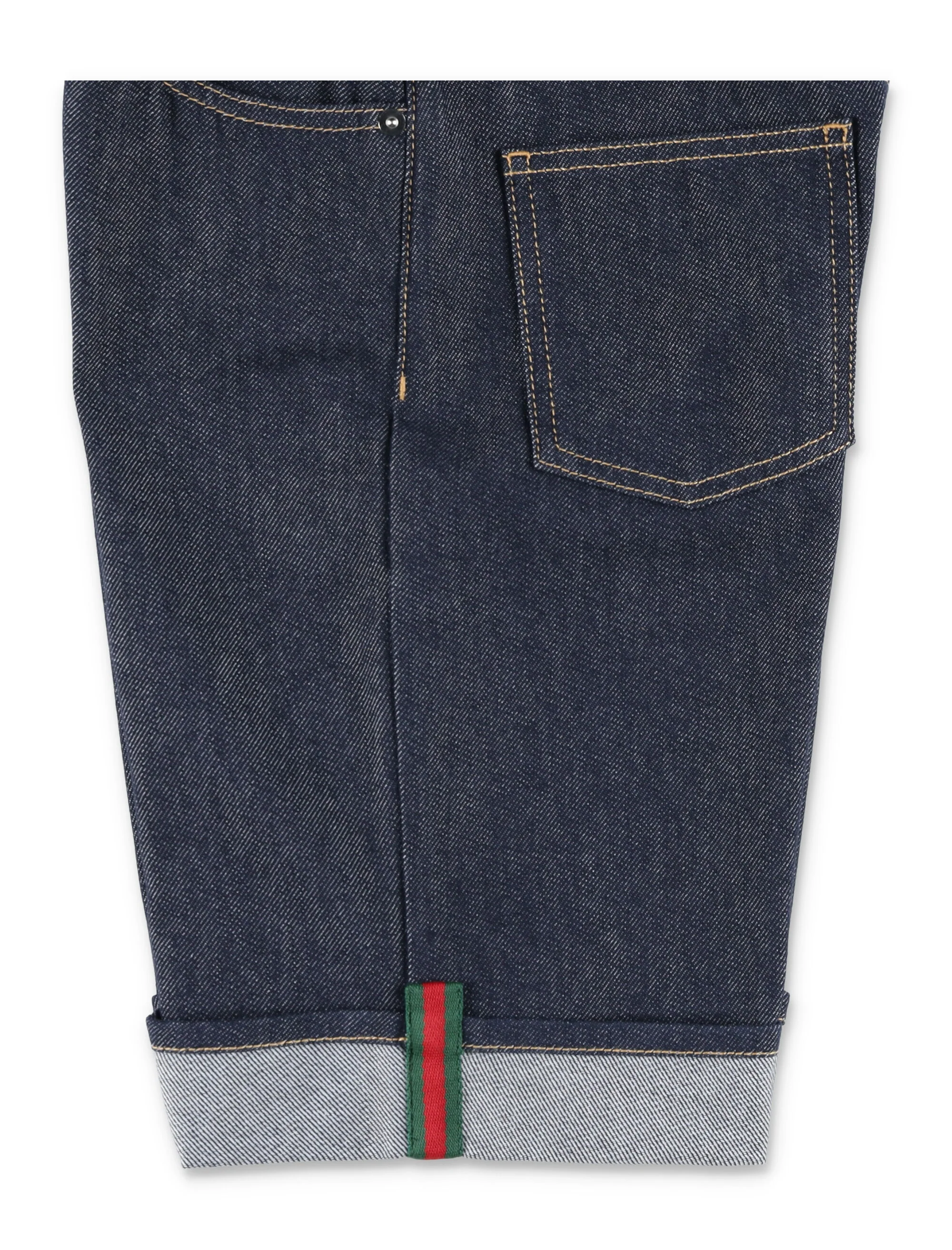 Calças de Denim Gucci para Meninos com Detalhe de Web Azul Escuro Algodão
