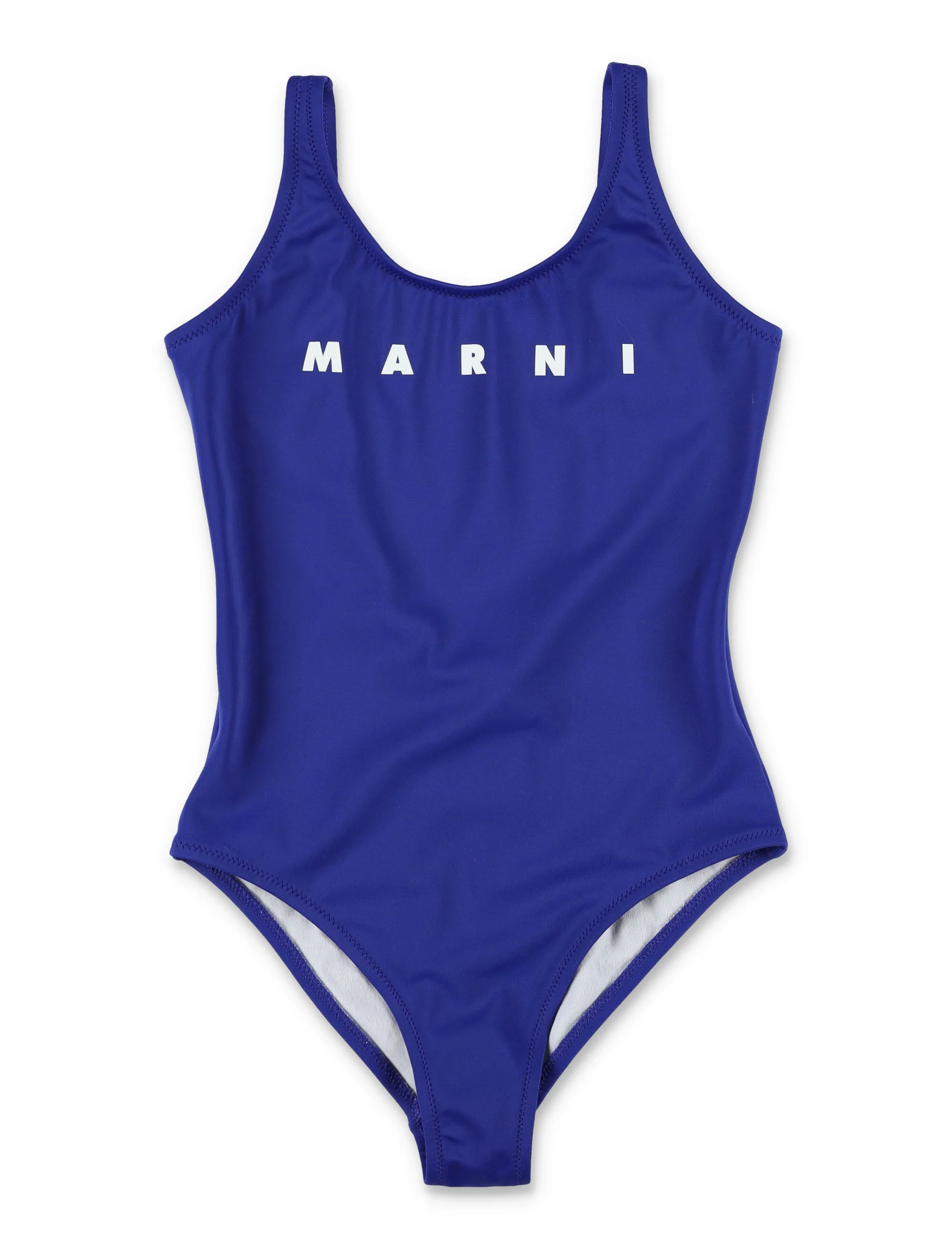 Biquíni Um Peça com Logotipo Marni para Meninas Azul-Marinho em Nylon