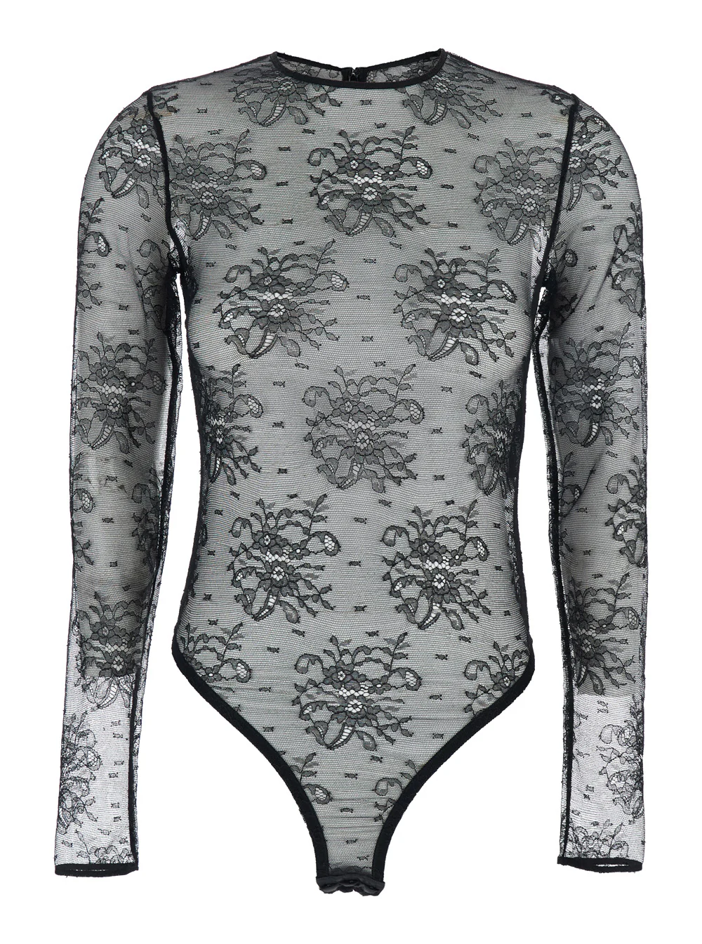 Bodysuit Preto Dolce & Gabbana com Bordado Floral em Todo o Modelo e Design Semi-transparente em Tecido Elástico Stretch para Mulher Elastano Poliamida Viscose Tops