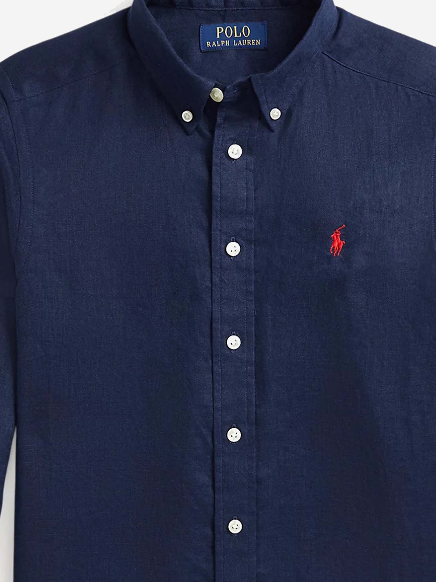 Camisas Polo Ralph Lauren Azul Lino