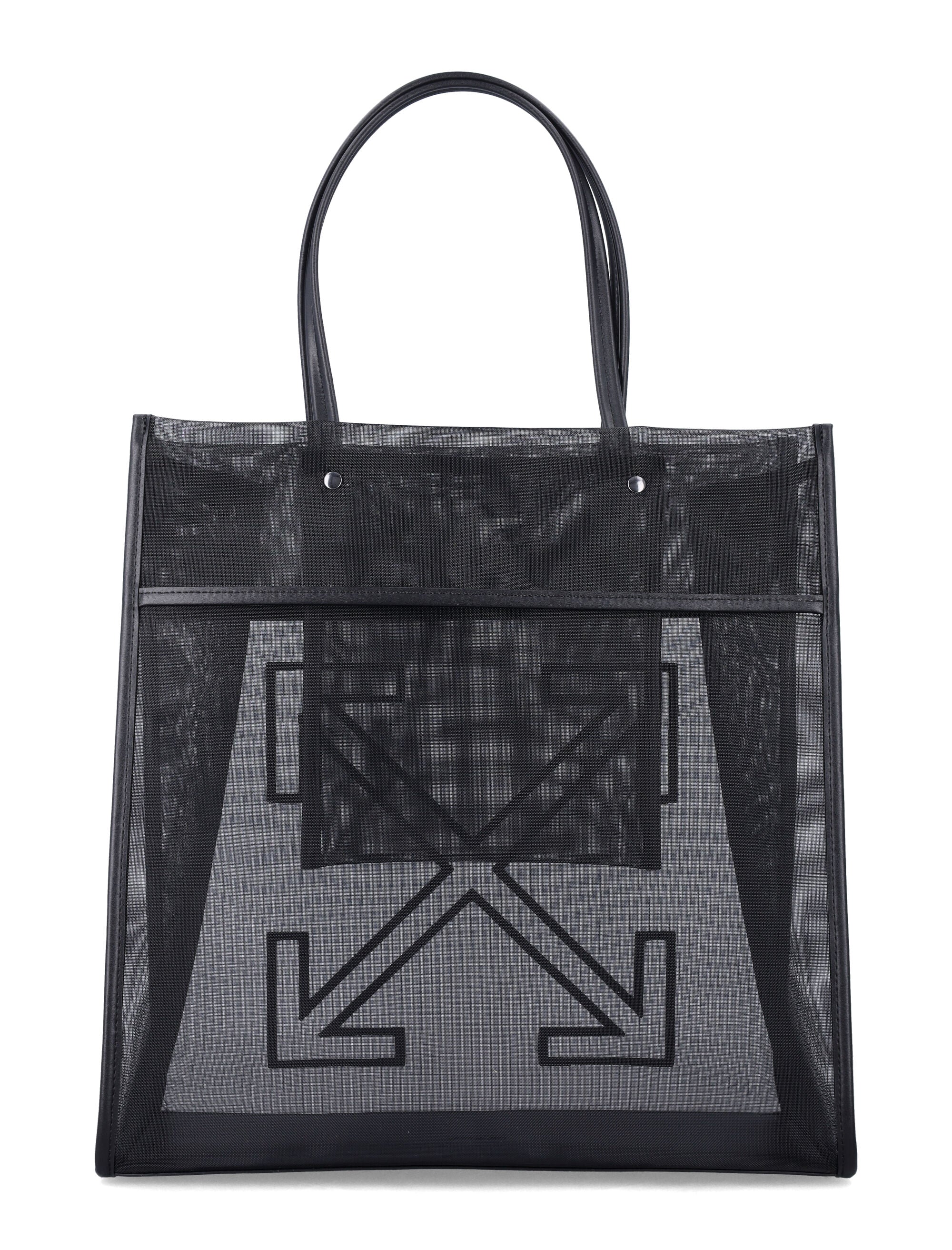 Bolsa de Mercado Off-White Preto Poliéster