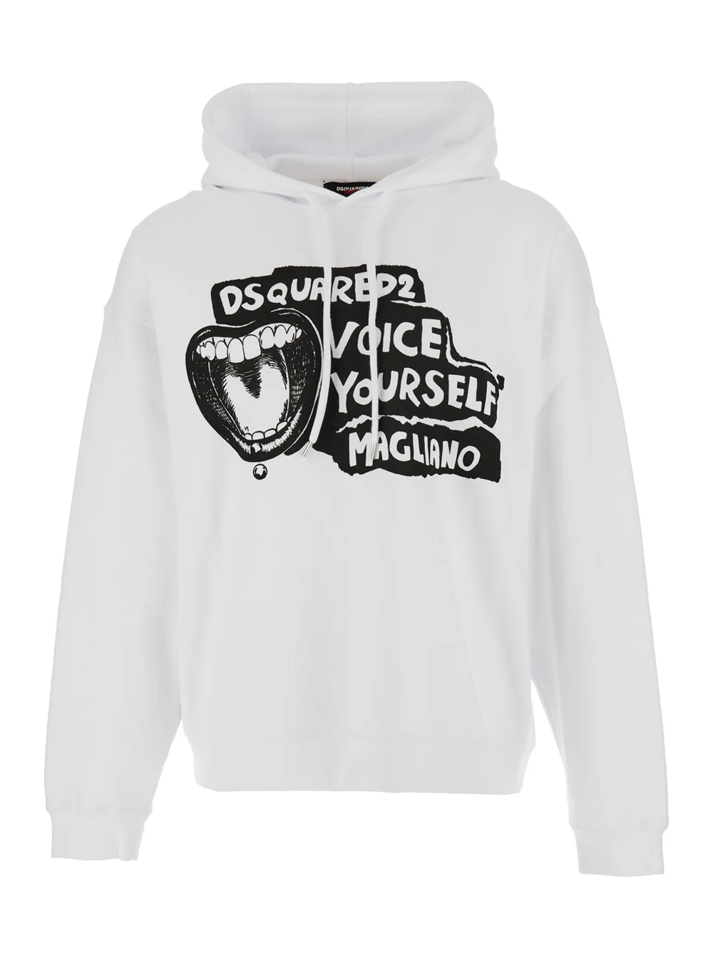 Moletom Branco Dsquared2 D2 x Magliano com Capuz com Cordão e Estampa Maxi na Frente em Moletom de Algodão