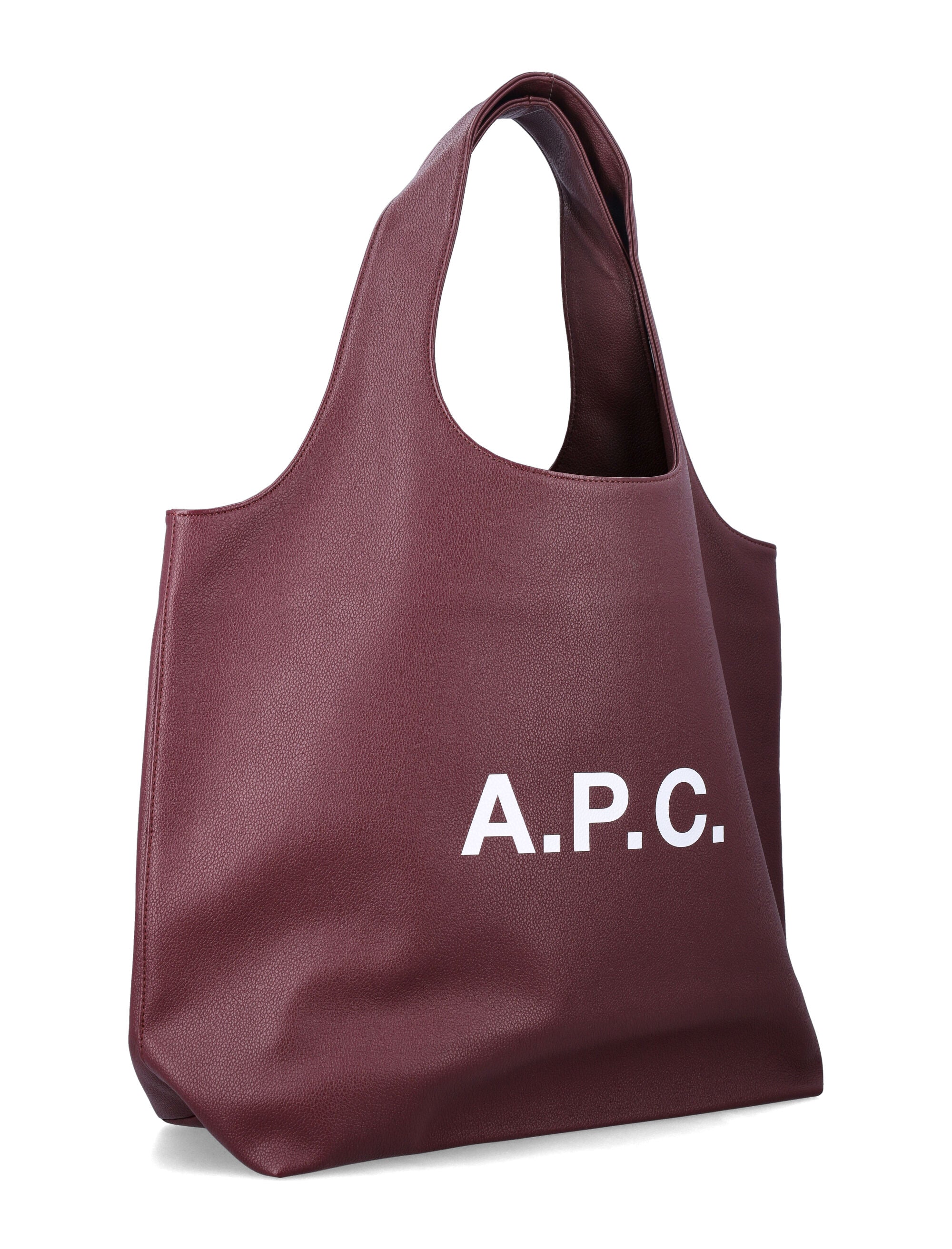 Bolsa tote A.P.C. Ninon couro sintético texturizado roxo-escuro poliuretano