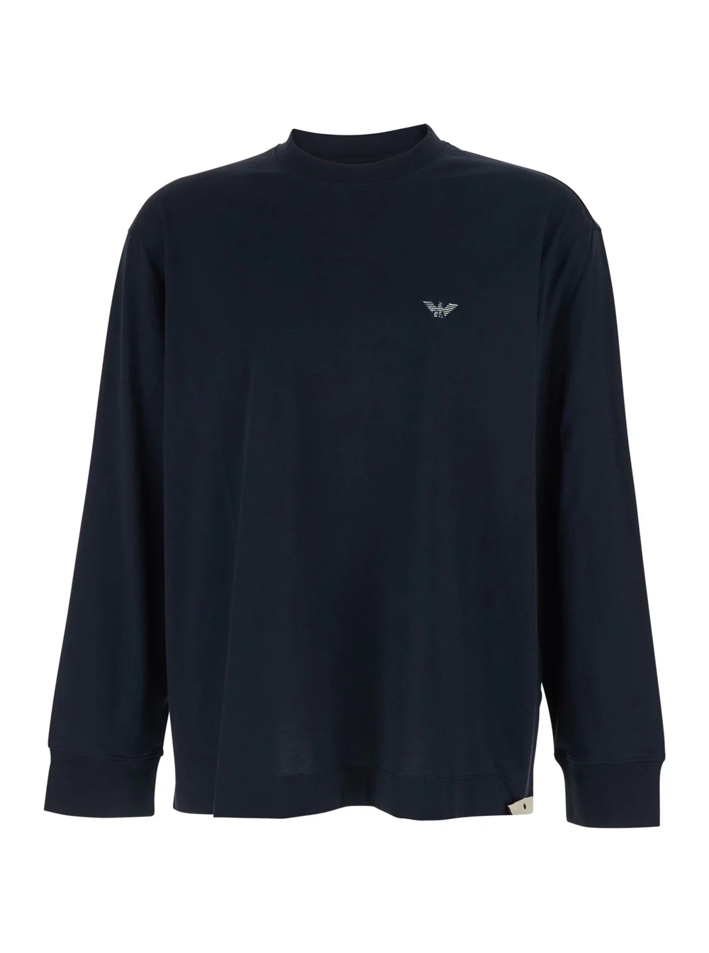 Camiseta de Manga Comprida com Gola Redonda Emporio Armani com Bordado de Logotipo na Frente em Algodão Azul para Homens Camisetas Azuis e Camisetas Polo Camiseta de Manga Comprida com Gola Redonda Emporio Armani com Bordado de Logotipo na Frente em Algodão Azul para Homens Camisetas Azuis e Camisetas Polo