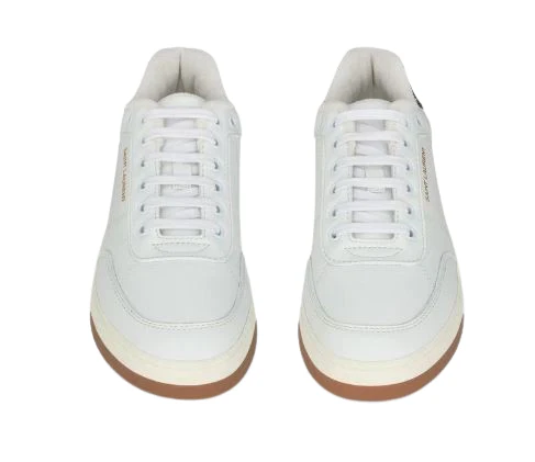 Sapatos planos Saint Laurent Branco Optique/Preto Couro Rand Out.mat
